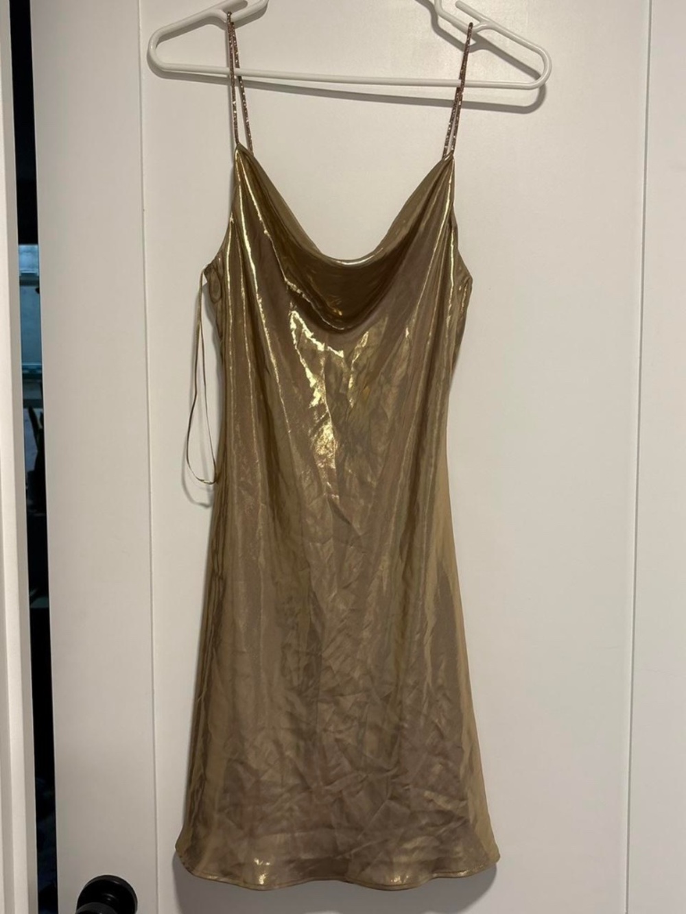 NWT Zara Gold Mini Short Slip Dress Small
